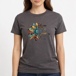 Gildan Women's Graphic Tee Sunflower "I Am The Storm" Charcoal S